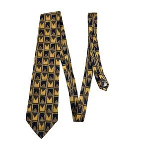 Vintage Silk Tie 80s 90s Geometric Arrow Pattern 4” Wide Handmade RN 61950